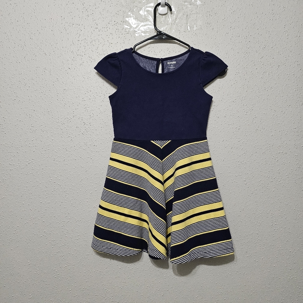 Gymboree‎ Girls Dress Size 7–8 Navy Blue Striped Skirt Fit & Flare Short Sleeve